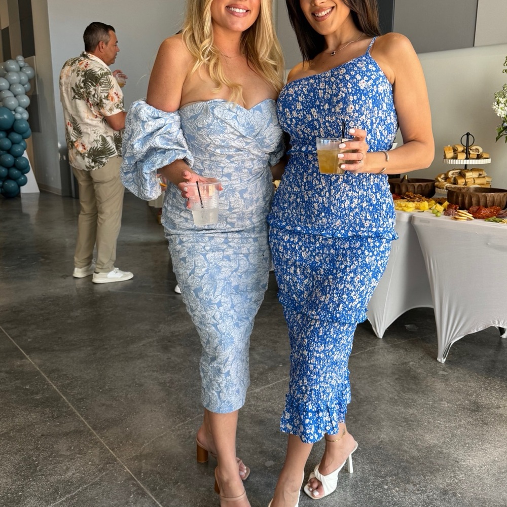 Baby blue AMAZING puff sleeve boutique dress